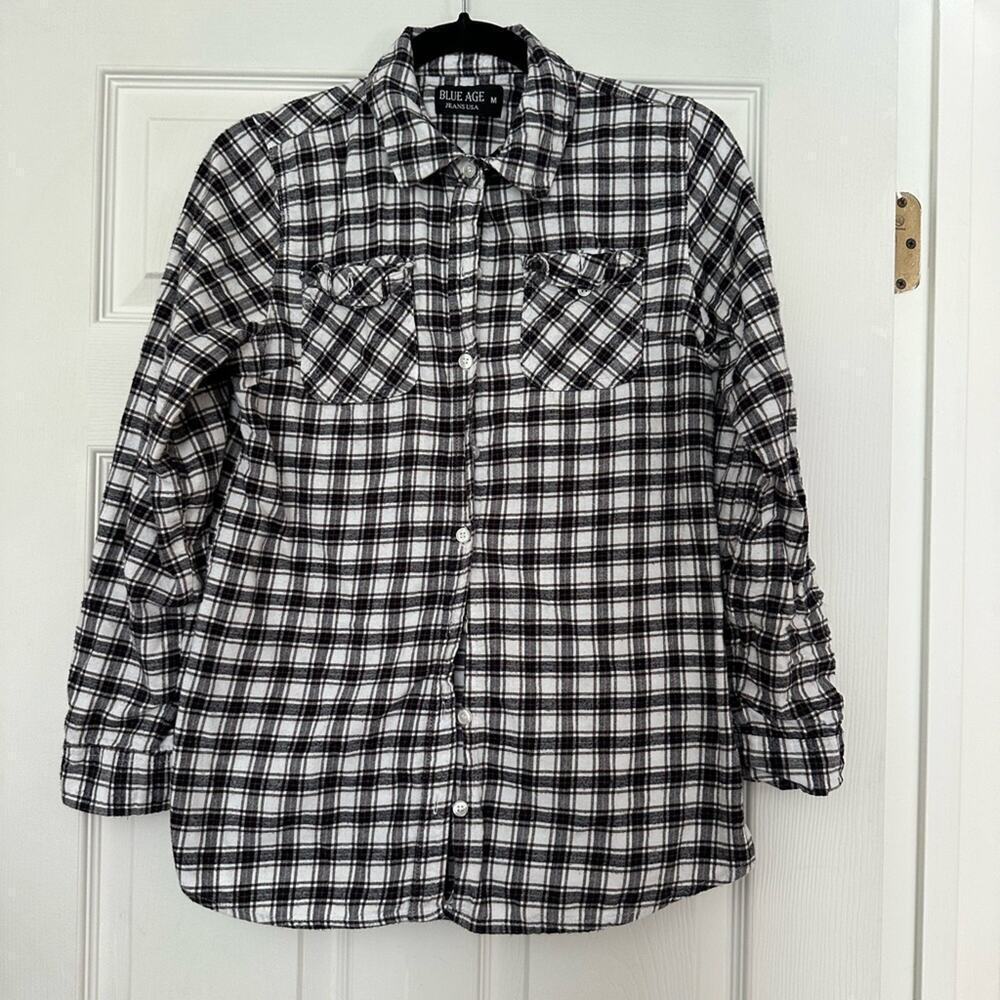 EUC- Blue Age Jeans Plaid Button Down Flannel Shirt